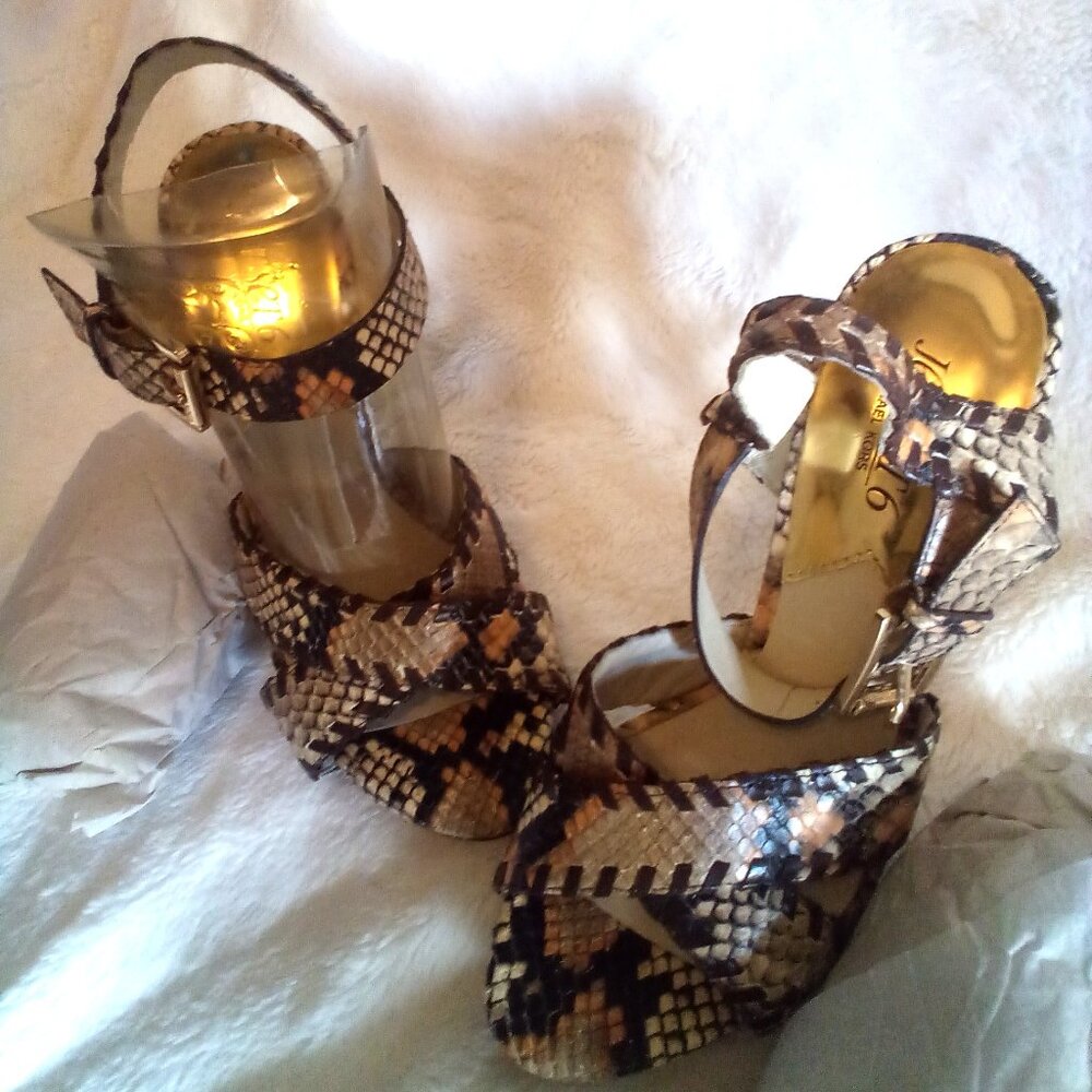 Michael Kors Brown Snake Print Sandals